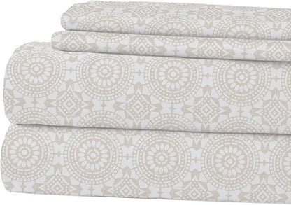 Modern Threads Printed 4-Piece Extra Soft Bedding Sheets  Pillowcase Set, Deep Pocket up to 16 inch Mattress Abella Queen