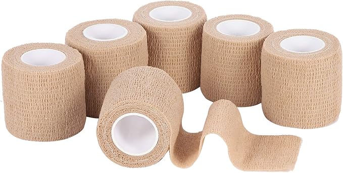 Self Adhesive Bandage Wrap – 6Pcs Medical Tape Vet Wrap Rolls – 5 Yards Non-Woven Cohesive Bandage – Highly Breathable First Aid Medical Tape – Ideal for Strains, Compression