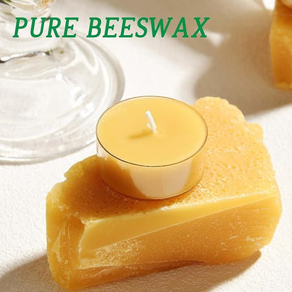 Beeswax Tealight Candles, Handmade Tea Light Candle 24 Pack Natural Unscented Beeswax Tealights - 4 Hours Burn Time - for Home Decor, Party Ambiance