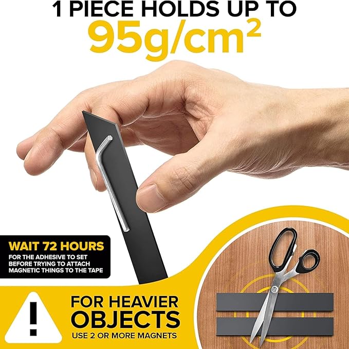 X-bet MAGNET Magnetic Strips with Adhesive Backing - Magnetic Tape for Crafts - Tool and Knife Magnet Strips for Kitchen, Garage and Garden - Adhesive Magnetic Tool Holder Strip for Wall(6 Pieces)