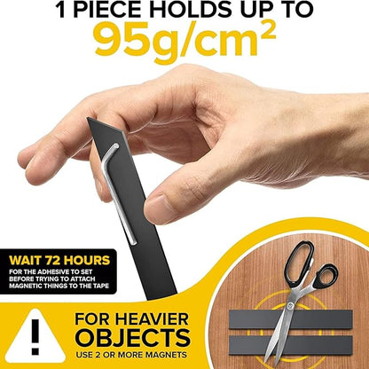 X-bet MAGNET Magnetic Strips with Adhesive Backing - Magnetic Tape for Crafts - Tool and Knife Magnet Strips for Kitchen, Garage and Garden - Adhesive Magnetic Tool Holder Strip for Wall(6 Pieces)
