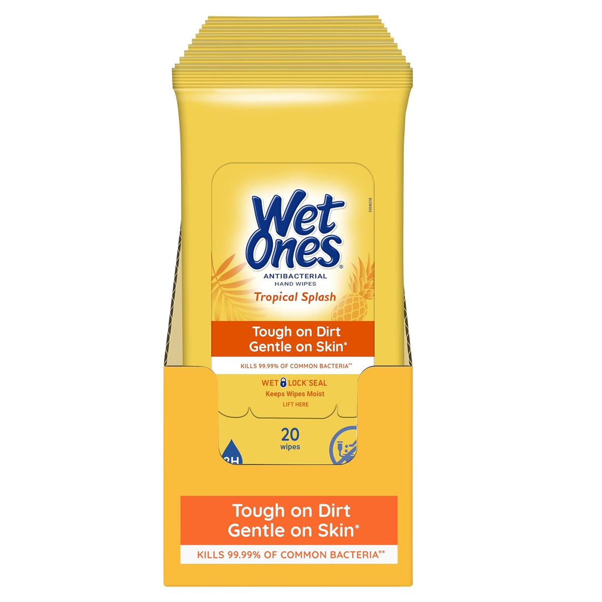 Wet Ones Antibacterial Hand Wipe, Travel Packs- Tropical Splash Scent, 20 Count (Pack of 9), 180 Wipes