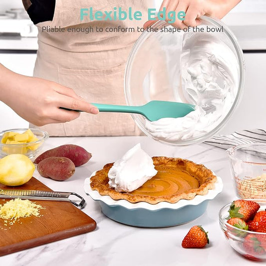 Heat Resistant Silicone Large Spatula: U-Taste 600oF High Heat Flexible 11.38in Silicon Mixing Stirring Cooking Scraping Baking Bowl Scraper Seamless Spreader for Kitchen Nonstick Cookware (Aqua Sky)