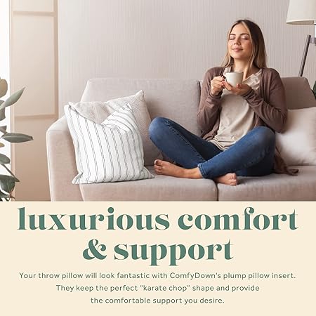 26x26 Decorative Throw Pillow Insert, Down and Feathers Fill, 100 Cotton Cover 233 Thread Count, Square Pillow Insert - Made in USA