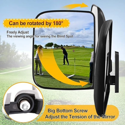 Golf Cart Side Mirrors for Club Car EZ-GO Yamaha and other 180Adjustable Folding Wide-Angle Side View Mirror