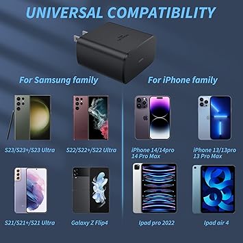 45W USB C Wall Charger Block for Samsung Super Fast Charger Type C Wall Plug Adapter Fast Charging Android Brick Compatible with Samsung Galaxy S23 Ultra,S23S23S22S21S20Note20Z Fold 4Tablet