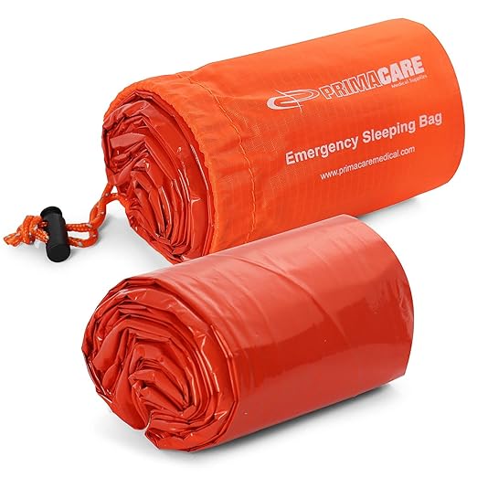 Primacare CB-3684 Emergency Sleeping Bag for Survival  Mylar BlanketTent Used for Emergencies, Camping, Hiking, Hunting, Marathons, Outdoors, and Perfect for Medical First Aid Supply Kits, Adult