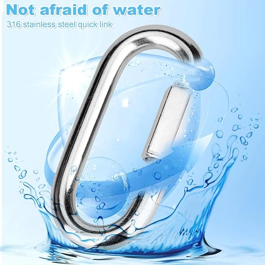 4Pcs 3 Inch 304 Heavy Duty Stainless Steel Screw Quick Chain Links, Rust-Resistant Chain Connector Carabiner Hooks for Outdoor Camping Hammock Locking Harness Leash Equipment