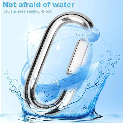 4Pcs 3 Inch 304 Heavy Duty Stainless Steel Screw Quick Chain Links, Rust-Resistant Chain Connector Carabiner Hooks for Outdoor Camping Hammock Locking Harness Leash Equipment