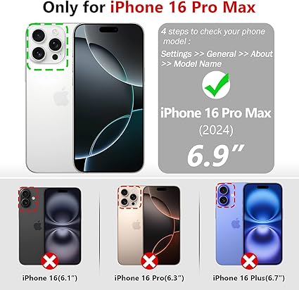 Varikke for iPhone 16 Pro Max Wallet Case Detachable with Card Holder for Women, Fashion Glitter PU Leather Strap Magnetic Flip Wallet Removable Phone Case Cover for iPhone 16 Pro Max 6.9", Silver