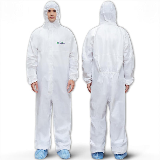 Medtecs Hazmat Suits - 6 Sizes Options - Disposable Coveralls Suit, Medical Protective Coverall PPE Hazmat Suits