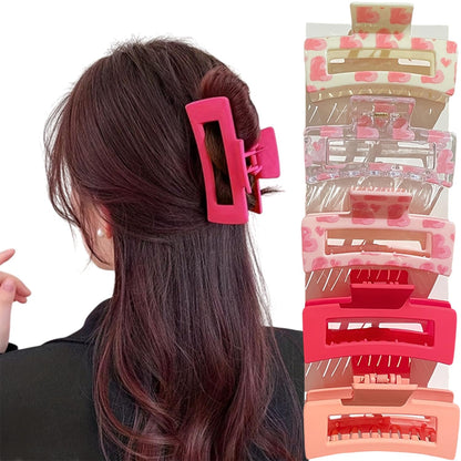 5Pcs Valentines Hair Claw Clips for Women Pink Heart Hair Clips Medium Square Hairs Claw Clips Cute Hair Accessories for Women Valentines Gift Pink Accessories Party Anniversary Supplies