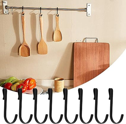 20 Pcs J Shaped Hook, Black Snap-On Hooks, Stainless Steel Clip-on Hook, Hanging Sink Grid Hook, Heavy Duty Wire Rack Hook for Kitchen, Bedroom, Office