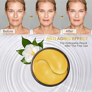Fivewan 24k Gold Under Eye Patches - 60 Pcs Eye Mask Pure Gold Anti-Aging Collagen Hyaluronic Acid Under Eye Mask for Removing Dark Circles, Puffiness  Wrinkles Refresh Your Skin