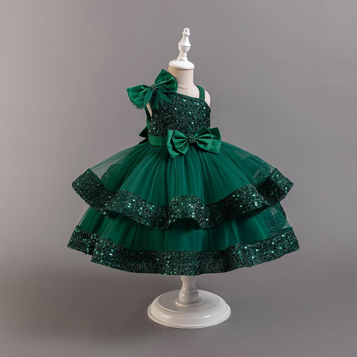 OBEEII Birthday Dress for Toddler Girl Sequins Pageant Tulle Tutu Dress Bowknot Princess Baptism Wedding Flower Girl Gown