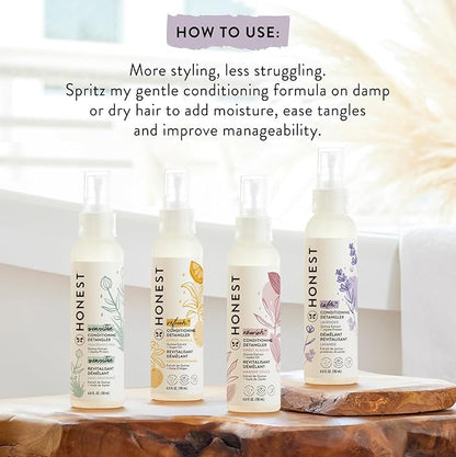 The Honest Company Conditioning Hair Detangler  Leave-in Conditioner  Fortifying Spray  Tear-free, Cruelty-Free, Hypoallergenic  Citrus Vanilla Refresh, 4 fl oz