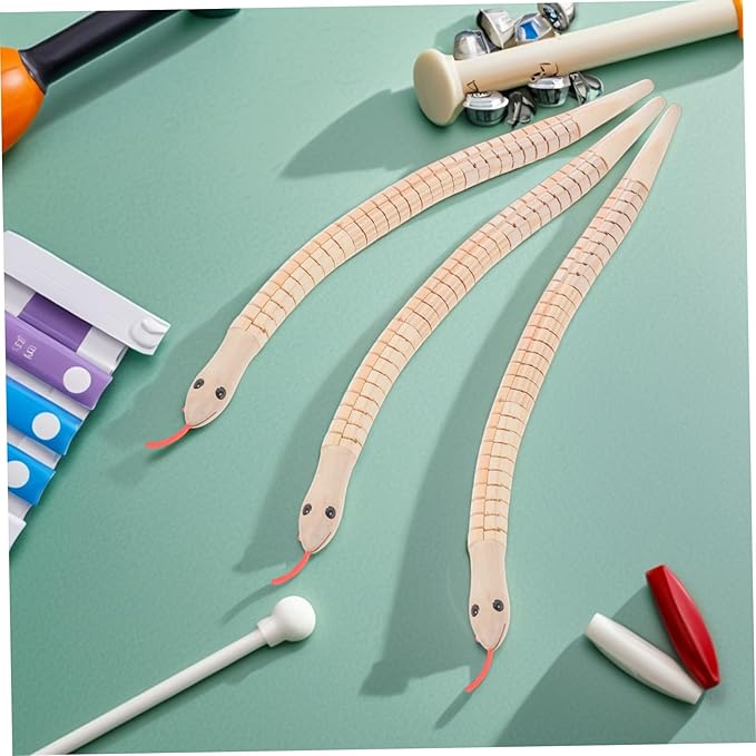 3Pcs Unfinished Wooden Snake Flexible Jointed Wooden Snakes for Creative Play for Imagination and Family Bonding Halloween Prop and Educational