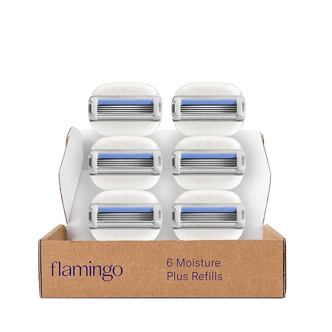 Flamingo Moisture Plus Razor Blades for Women, Moisture Plus Razor Blade Refills, 6 Razor Blade Refills