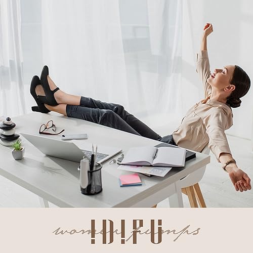 IDIFU Women's Candy Dress Mary Jane Shoes Low Block Heels Closed Round Toe Office Work Church Wedding Pumps