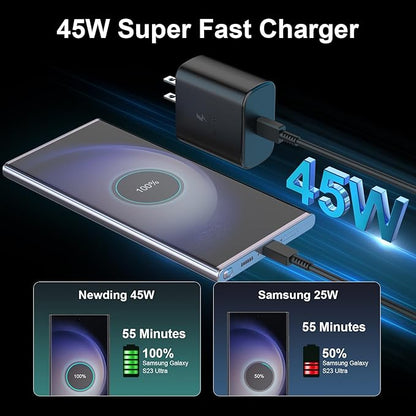 New 45W USB C Charger Fast Charging for Samsung Galaxy Tab S9 FE, S9 Plus, A9 Plus, S8, S25 Ultra, S24 Ultra, S23 Ultra, S22 Ultra, Android Phone Type C Super Fast Charge 2.0, EP-T4510