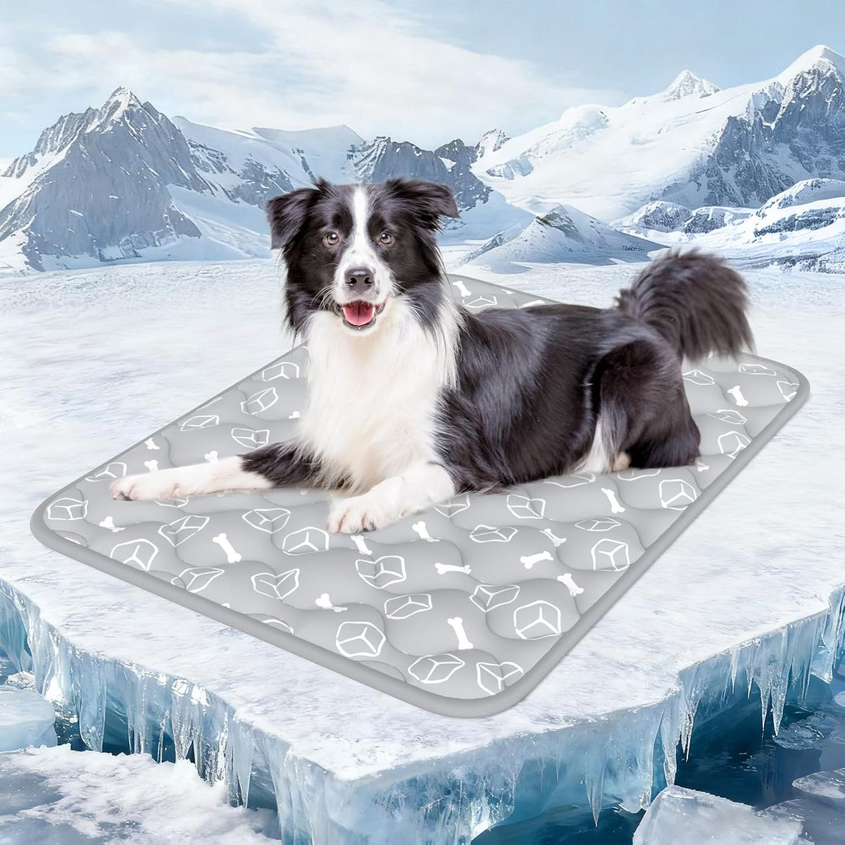Dog Cooling Mat 2.0, Elegant Grey, 44"*32" Thick & Durable Cooling Mat for Extra Large Dogs, Extended Cooling with Waterproof & Color-Changing Arc-Chill Fiber (Q-Max>0.5), Ideal for Summer
