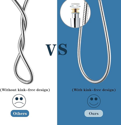 BRIGHT SHOWERS Shower Hose For Hand Held Shower Heads, 59 Inches Cord Stainless Steel Hand Shower Hose, Ultra-Flexible Replacement Part with Brass Insert, Chrome
