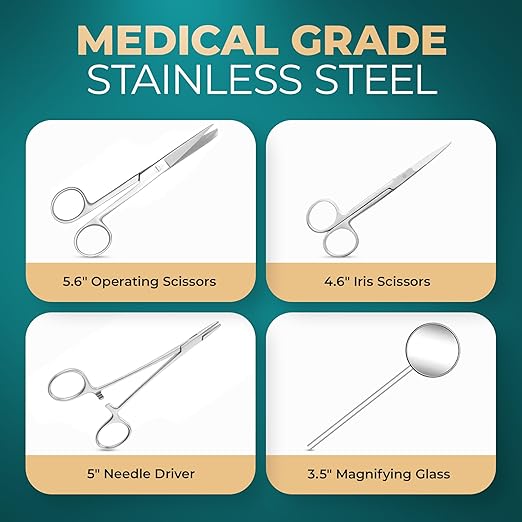 Advanced Dissection Kit Biology Lab Anatomy Dissecting Set with Stainless Steel Scalpel Knife Handle Blades for Medical Students and Veterinary by InstaSkincare (38 Pcs)