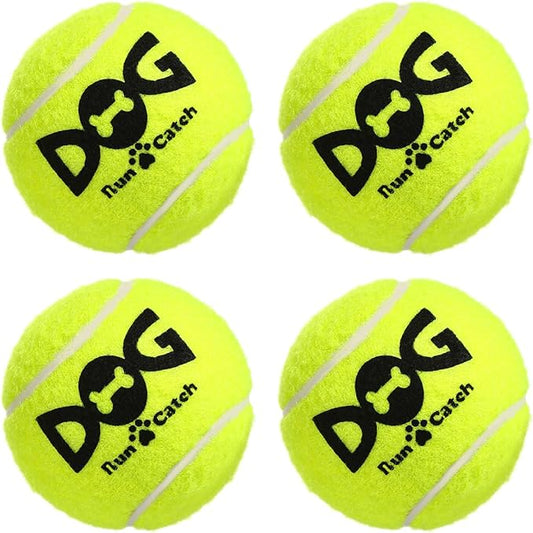 Squeaky Tennis Balls for Dogs Colorful Easy Catching Pet Dog Balls 4 Pack (Squeak-2.5inch-Yellow)