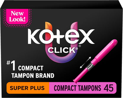 U by Kotex Tampons, Click Compact, Super Plus Absorbency, Unscented, 45 Count