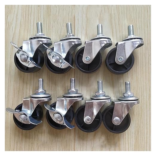 Furniture castors,Swivel Caster Wheels, 50mm Swivel Castors Wheels, 4 Pcs Nylon Heavy Duty Furniture Caster Wheels, Ball Bearing Moves Smooth, Furniture Wheels with Screws, Max 70KG (Size : 4 Braked)