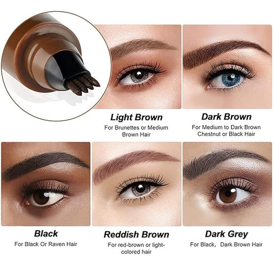 Lightsbetter Waterproof Brow Pen, Tint My 4 Tip Brow Waterproof, 4 Tipped Precise Brow Pen, Microblading Eyebrow Pen 4 Fork Tip Tattoo Pencil (4)