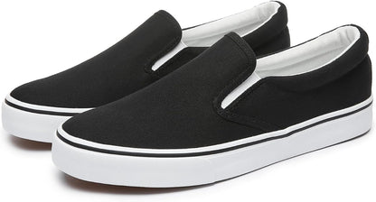 Size 44EU Deal: yageyan Mens Slip on Sneakers Loafers Shoes Canvas Casual Fashion Shoes | Black Comfortable Shoes Breathable Canvas White Casual Fashion Shoes