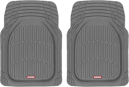 Motor Trend 2 Piece Front Car Floor Mats- Gray FlexTough Contour Liners-Deep Dish Heavy Duty Rubber Floor Mats for Car SUV Truck  Van-All Weather Protection, Universal Trim to Fit