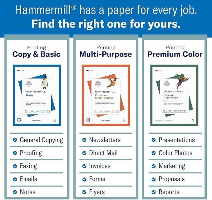 Hammermill 104612 Laser Print Office Paper, 98 Brightness, 24lb, 8-1/2 x 14, White, 500 Sheets/RM