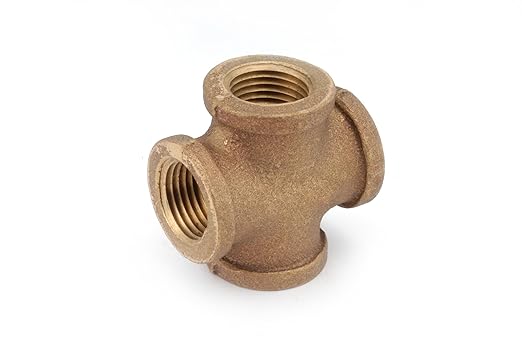 Anderson Metals 38102 Red Brass Pipe Fitting, Cross, 34" Female Pipe