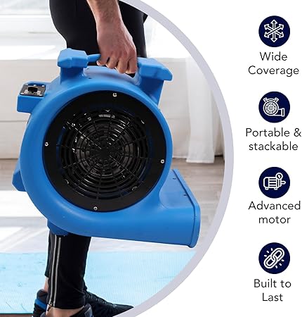 MOUNTO 3-Speed Air Mover 1HP 4000 CFM Monster Floor Blower Carpet Dryers Janitoral Floor Dryer