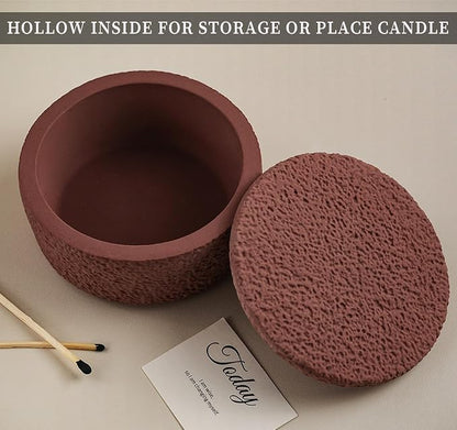 (1 Pack, White) Wehous Jar Silicone Molds, Candle Vessels Mold with Nature Rough Texture, Box Silicone Mold Storage Epoxy Resin Casting Mould for Resin Concrete Craft Jewelry Holder Trinket Candy Container Home Decor
