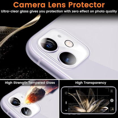 Lesakit 3+3 Pack Privacy Screen Protector for iPhone 11 6.1-Inch with 3 Pack Camera Lens Protector, Anti Spy Tempered Glass Film 9H Hardness Bubble Free Case Friendly