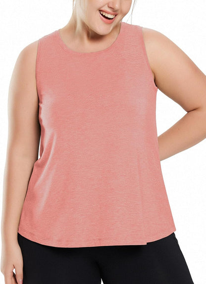 baleaf Women's Plus Size Workout Tank Tops Loose Fit Sleeveless Athetic Running Exercise Shirts