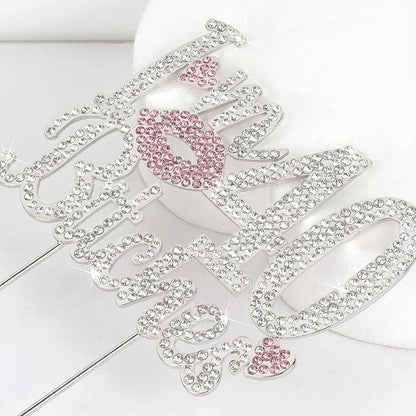 I'm 40th Funny Birthday Pink Rhinestone Cake Topper - Happy 40th Birthday Cheers to 40 Years Old Forty Bday Party Metal Sparkly Food Centerpieces Topper Decorations Sign.