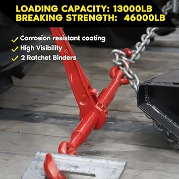 13000LBS Ratchet Chain Binder 12-58 Inch, 2 Pack Load Binders 13000 LBS Working Load Limit, Breaking Strength 46000 LBS Capacity, Heavy Duty Ratchet Boomer to A Truck Or Flatbed Trailer