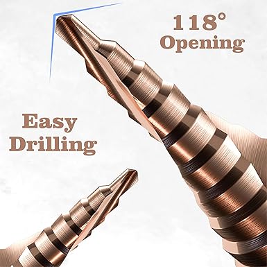 M35 Cobalt Step Drill Bit, Metric Double Spiral Flute Heavy Duty, 4-32mm (3/16" to 1-1/4") HSS Cone Drill Bit for Stainless Steel Aluminum Sheet Metal Wood Plastic