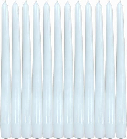 Pennig 12 Pack White Unscented and Smokeless Taper Candles Long Burning,Paraffin Wax with Cotton Wicks for Burning Approxinately 7-8 Hours Time
