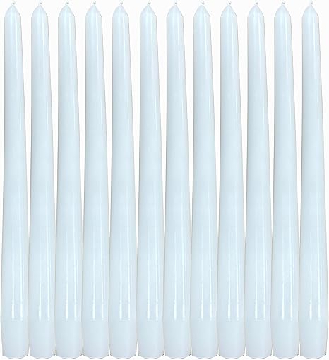 Pennig 12 Pack White Unscented and Smokeless Taper Candles Long Burning,Paraffin Wax with Cotton Wicks for Burning Approxinately 7-8 Hours Time