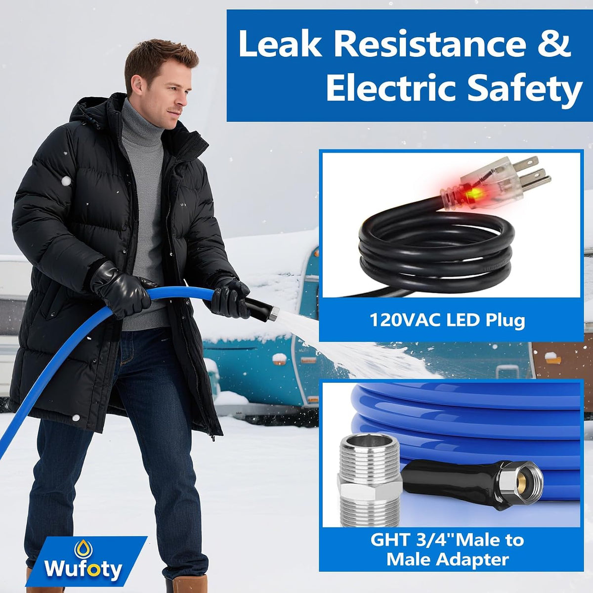 Heated RV Drinking Water Hose, 25 ft, 1/2 in ID