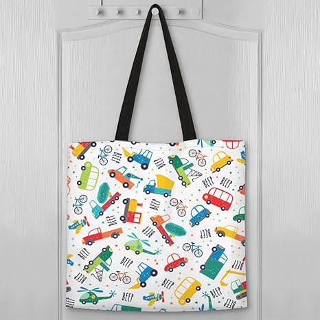 Cartoon Black Cute Dog Bulldog Canvas Tote Bag for Women Men Stylish Tote Handbag Shoulder Bag Reusable Grocery Bag