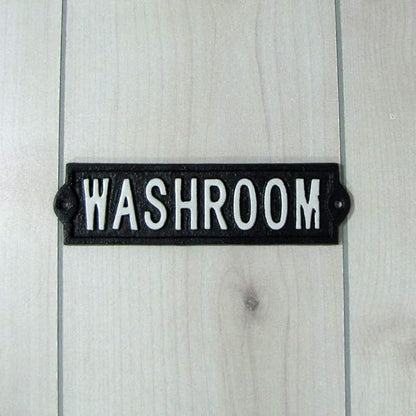 Cast Iron Washroom Bathroom Sign Rustic Gas Station Bar Pub Wall Decor Bath Plaque