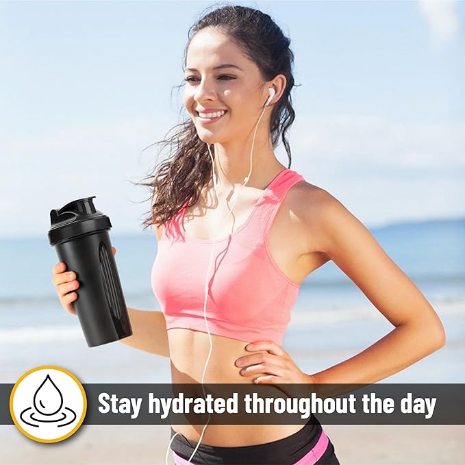 Mr. Pen- Shaker Bottles for Protein Mixes, 28 oz, 1 Pack, Black, Protein Shaker Bottle with Wire Whisk Ball, Blender Bottle