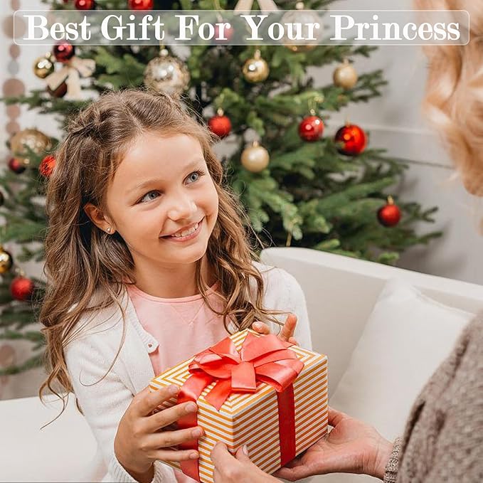 4Pcs Princess Dress Up Accessories, Elsa Dress Up Party Accessories Set for Princess Costume Elsa Crown Wand for Girls