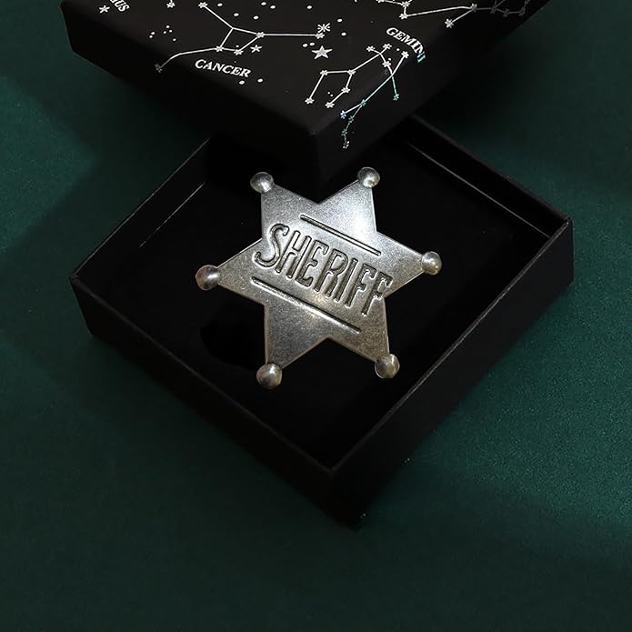 Sheriff Metal Police Badges Pins - Western Deputy Star for Cowboy Party Decoration, Dress-Up Custom Badge, Themed Birthday Pin Decorations